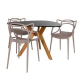 Conjunto Mesa De Jantar Orgânica Nina 120cm Preta Com 3 Cadeiras Allegra - Fendi