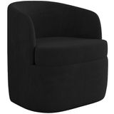 Poltrona Decorativa Giratória Para Sala De Estar Siena K01 Veludo Preto - Lyam Decor