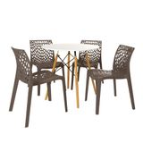 Conjunto Mesa De Jantar Redonda Eiffel 80cm Branca Com 4 Cadeiras Gruvyer - Fendi