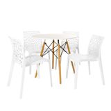 Conjunto Mesa De Jantar Redonda Eiffel 80cm Branca Com 4 Cadeiras Gruvyer - Branco