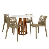 Conjunto Mesa De Jantar Redonda Talia Amadeirada Branca 100cm Com 4 Cadeiras Gruvyer - Nude