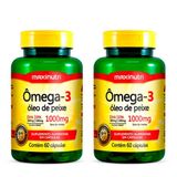 Kit 02 Ômega 3 Óleo De Peixe 1000 Mg Maxinutri 60 Capsulas