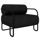 Poltrona Decorativa Para Sala Industrial Kira K04 Sintético Preto Mpozenato