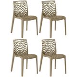 Kit 4 Cadeiras De Jantar Gruvyer Design Em Polipropileno - Nude