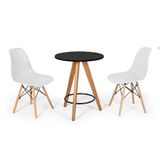 Conjunto Mesa Redonda Aline 70cm Preta Com 2 Cadeiras Eames Eiffel - Branco