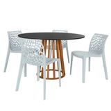 Conjunto Mesa De Jantar Redonda Talia Amadeirada Preta 120cm Com 4 Cadeiras Gruvyer - Cinza