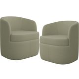 Kit 02 Poltronas Decorativa Giratória Para Sala De Estar Siena K01 Bouclê Verde - Lyam Decor