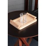 Bandeja Com Alça E Fundo Treliça 30x20cm De Bambu Decorativo