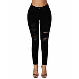 Jeans Roswear, Rasgados, Cintura Média, Destruiu Mulheres Negras Magras