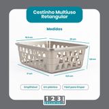 Cesto Multiuso Organizador Médio 20x15,5x6,5cm Cinza