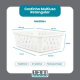 Cesto Multiuso Organizador Médio 20x15,5x6,5cm Branco