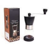 Moedor De Cafe Manual Inox Vidro Moinho Graos Mesa Vintage