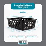 Cesto Multiuso Organizador Médio 20x15,5x6,5cm Preto