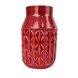 Vaso Decorativo Vermelho Enfeite 23x14cm Decoração Rustico G