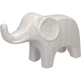 Adorno Decorativo Enfeite Casa Aparador Home&amp;co Elefante Cerâmica 17x30x10cm Branco