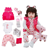 Bebe Reborn Realista Girafinha Menina de Silicone 48cm Olhos Castanhos