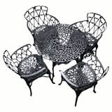 Conjunto De Jardim Modelo Viena Mesa E 4 Cadeiras Piscina Preto