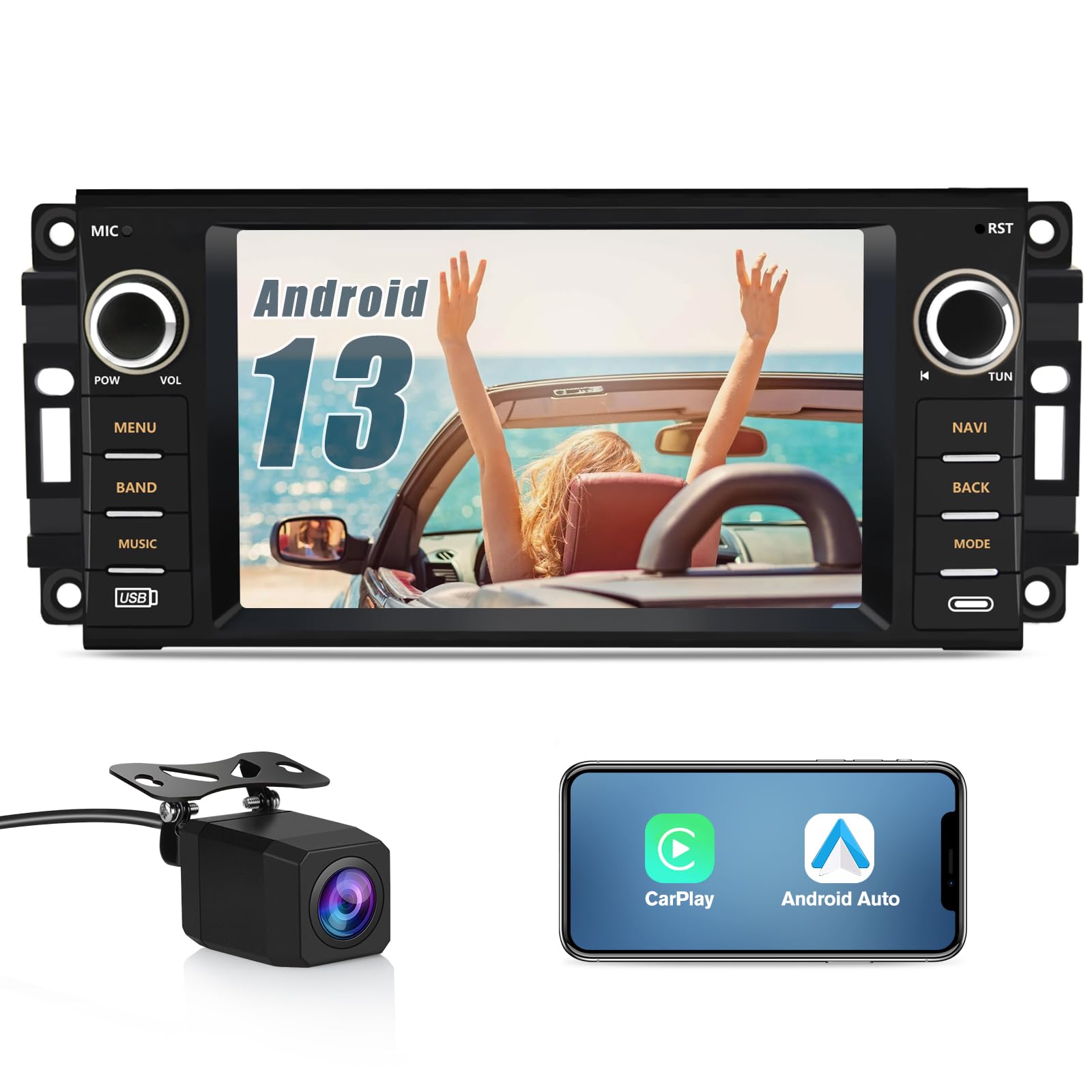 Rádio De Carro Stereo Vratzn Android 13 Com Carplay Sem Fio Para Dodge Ram 1500 2500 3500 2009-2012