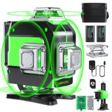 Nível De Laser Fellat 4x360° Linha Cruzada Verde Autonivelante