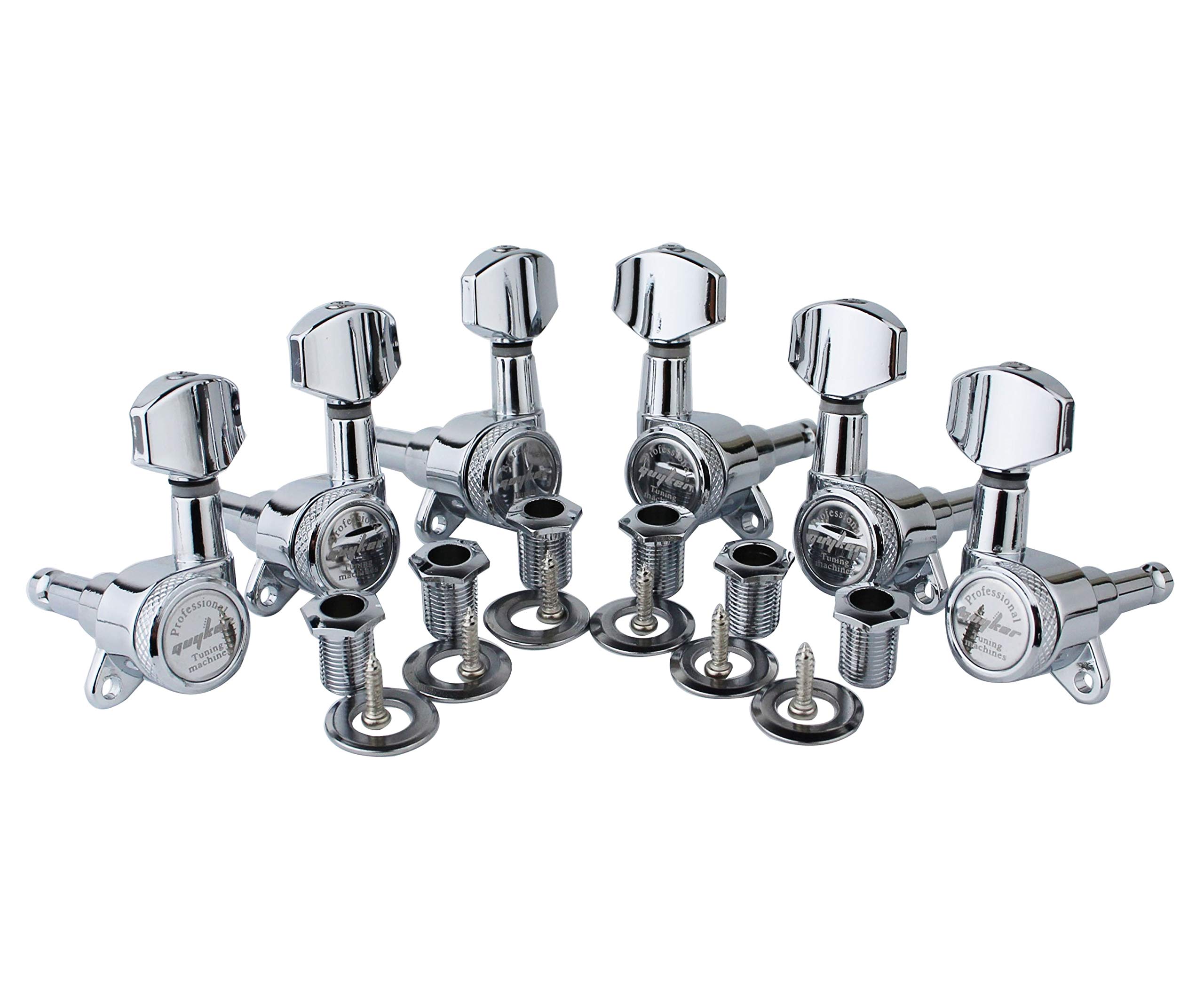 Afinadores De Travamento De Guitarra Guyker 1:18 Lock String Chrome 6 Unidades