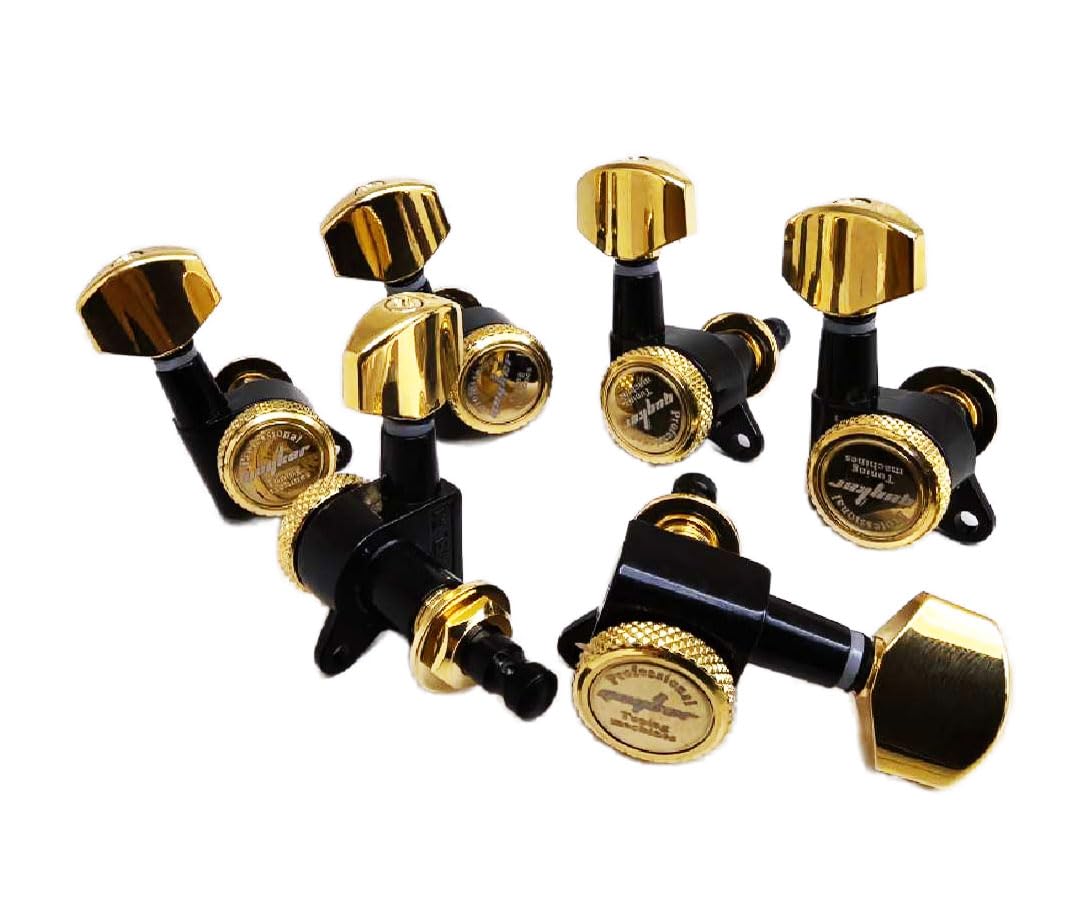Afinadores De Bloqueio De Guitarra Guyker 1:18 Lock String Gold+black X6