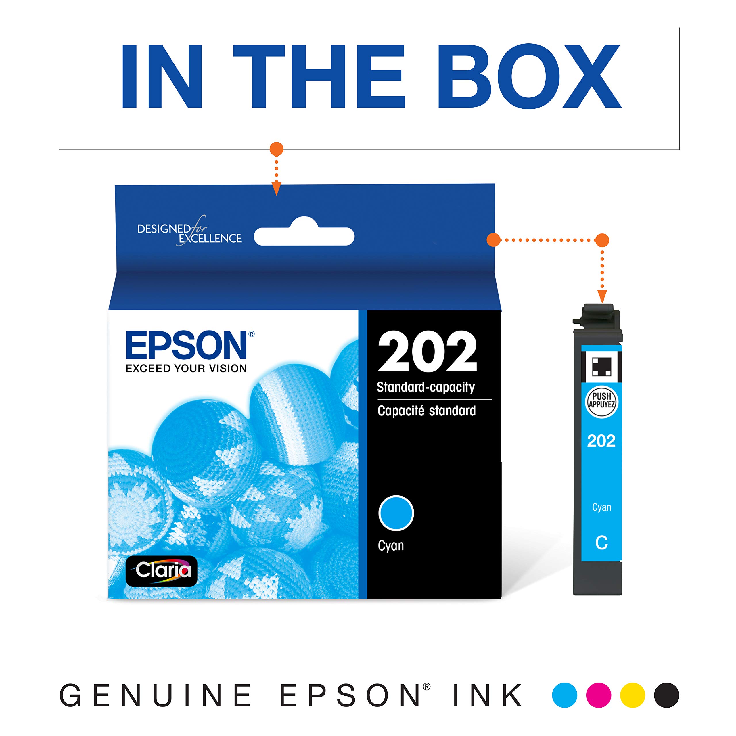 Cartucho De Tinta Epson T202 Claria De Capacidade Padrão Ciano (x2)