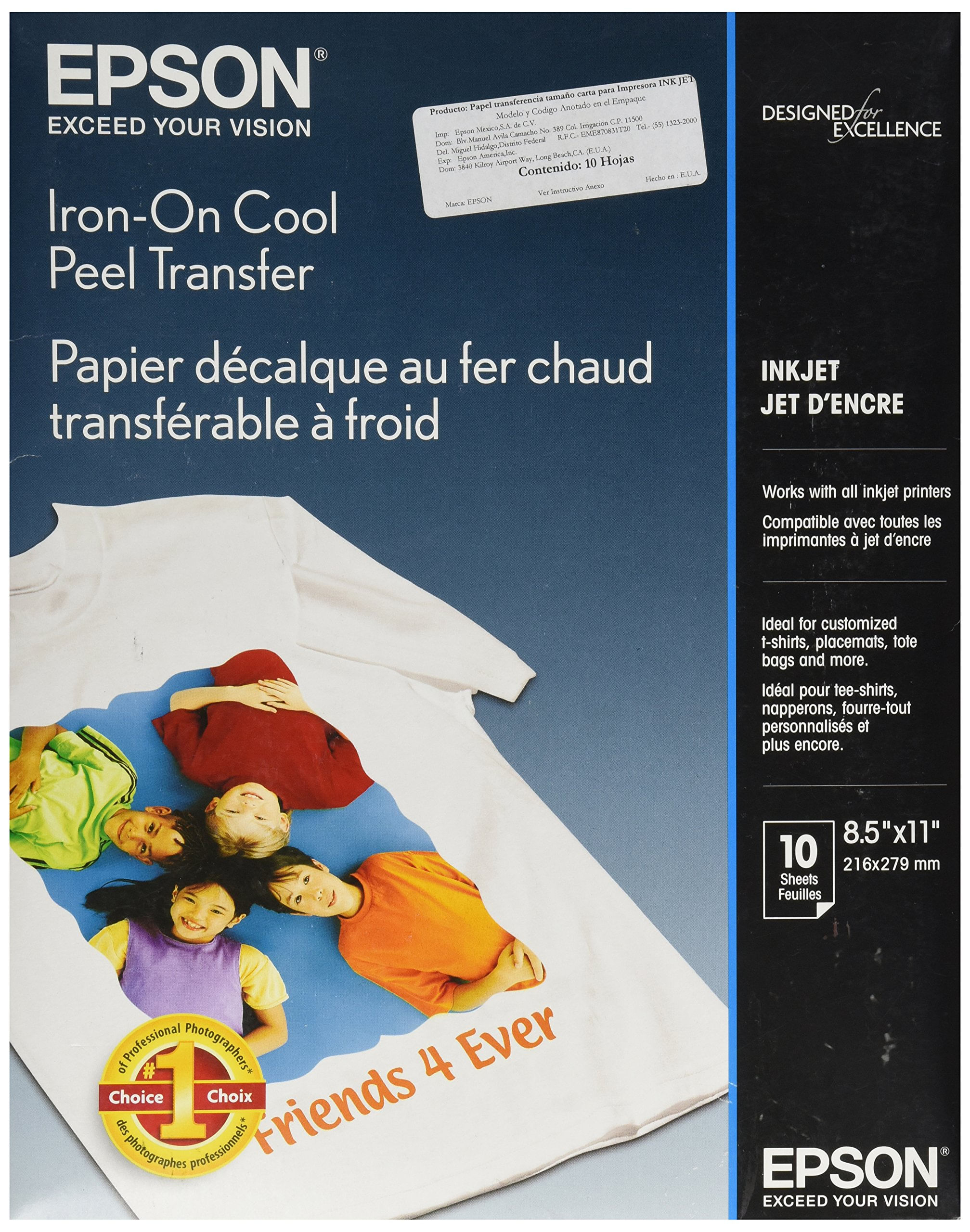 Papel De Transferência Epson Iron-on Cool Peel 8,5x11" 10 Folhas