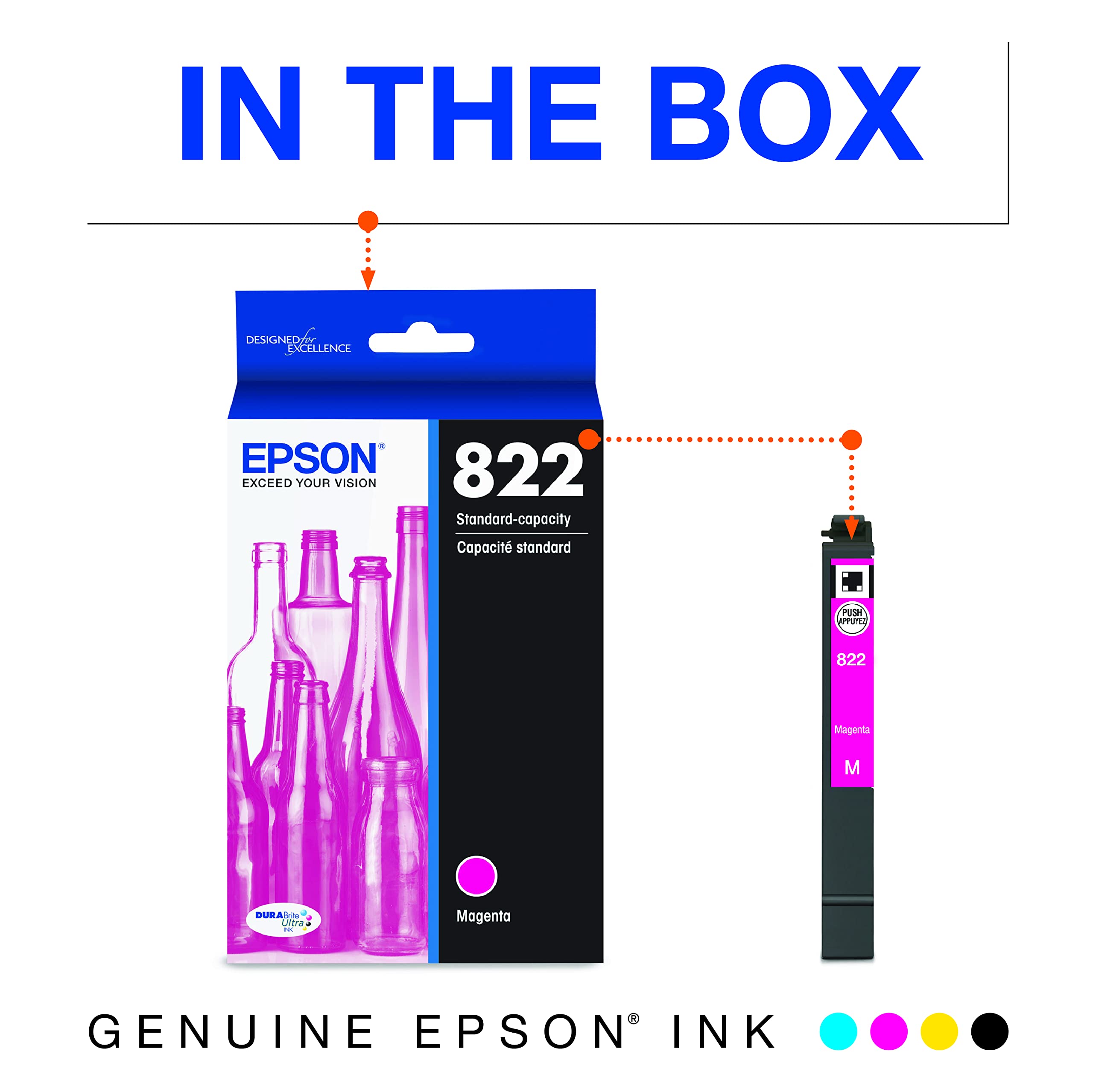 Cartucho De Tinta Epson T822 Durabrite Ultra Magenta (pacote Com 2)