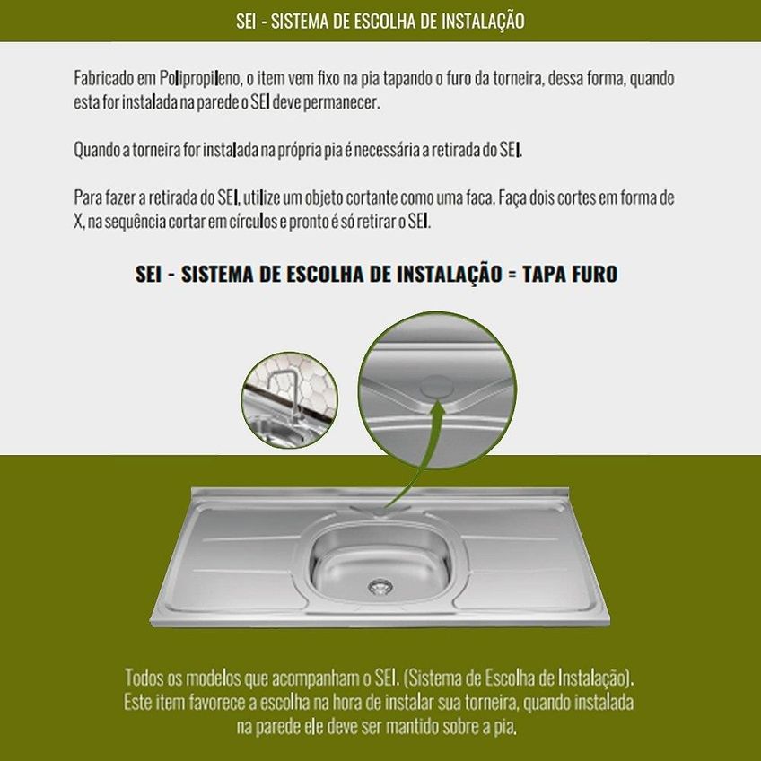 Pia Ghel Plus Inox 1500x530x95mm Cuba Central N4 Escorredor Concretada Sem Válvula - imagem 4