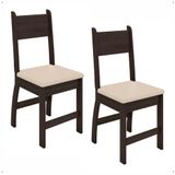 Jogo 2 Cadeiras Para Mesa De Jantar Milano Mdf Assento Estofado Espuma D11 Pés Retrô Cozinha Moderna Amêndoa/savana