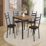 Conjunto Sala De Jantar Mesa Quadrada 90cm Tampo Bp Com 4 Cadeiras Adriana Preto/cacau/demolição