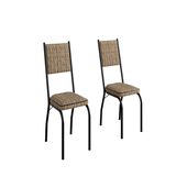Kit Com Duas Cadeiras De Cozinha 90cm X 43cm X 34cm Preto/ Rattan