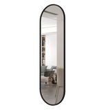 Espelho Oval Com Borda Em Couro Sintético 137cm X 44,5cm Preto