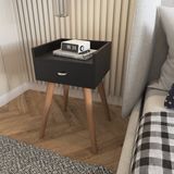 Mesa De Cabeceira Com Gaveta E Prateleira Superior Preto