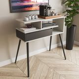 Aparador Buffet Com Porta E Nichos Para Sala Pés Palito Retro Branco/preto