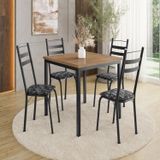 Conjunto Sala De Jantar Mesa Quadrada 90cm Tampo Bp Com 4 Cadeiras Adriana Preto/silver/ Demolição