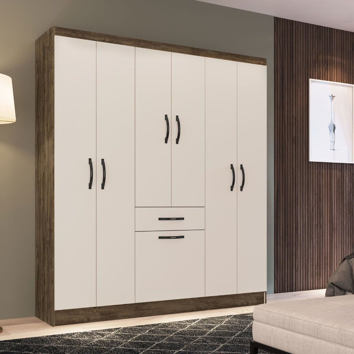 Roupeiro 6 Portas 181cm X 159,5cm X 40cm Laguna Itaúba/off White