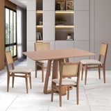 Conjunto Mesa Com 4 Cadeiras Madeira Maciça Tampo Laminado Sala De Jantar Serena Nogueira