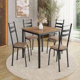 Conjunto Sala De Jantar Mesa Quadrada 90cm Tampo Bp Com 4 Cadeiras Adriana Preto/rattan/ Demolição