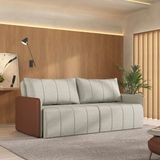 Sofá Cama Retrátil E Reclinável 3 Lugares 225cm Jequitibá Cabecasa Madeiramadeira Caramelo/bege