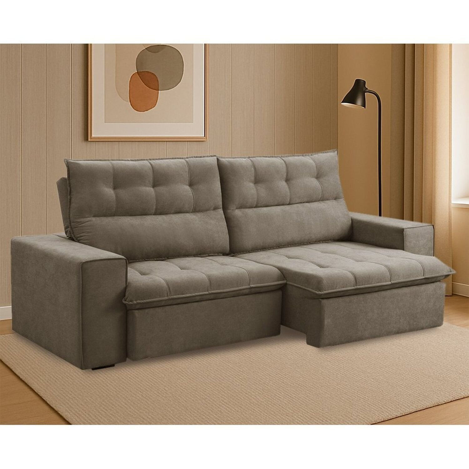 Sofá Retrátil E Reclinável Gouda 220cm Castor