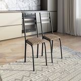 Kit Com Duas Cadeiras De Cozinha 061 Preto/ Rattan