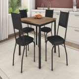 Conjunto Sala De Jantar Mesa Quadrada 90cm Tampo Bp Com 4 Cadeiras Adriana Preto/ Demolição