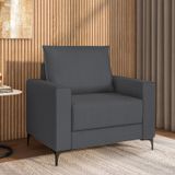Poltrona Para Sala De Estar Com Pés De Metal Coleção Premium Grafite