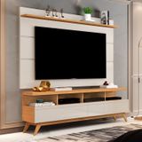 Rack Com Painel Para Tv Até 60 Polegadas Pés Em Madeira Maciça Vivare Nature/off White