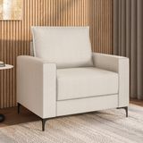 Poltrona Para Sala De Estar Com Pés De Metal Coleção Premium Branco
