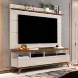 Rack Com Painel Para Tv Até 60 Polegadas Pés Em Madeira Maciça Vivare Off White Freijó