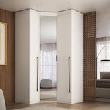 Guarda-roupa De Canto Obliquo Espelho 3 Portas Mdf Lotus Branco