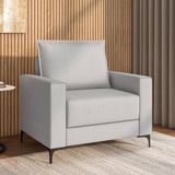 Poltrona Para Sala De Estar Pés De Metal Coleção Premium Cinza