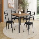 Conjunto Sala De Jantar Mesa Quadrada 90cm Tampo Bp Com 4 Cadeiras Adriana Preto/ Demolição